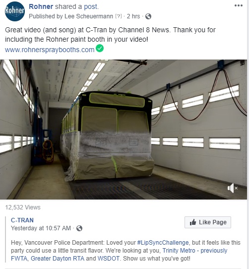 Rohner Spray Booth Cameo in the CTRAN Video!
